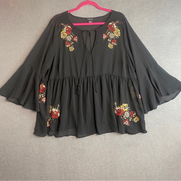 torrid Tops - Torrid boho sheer bell sleeve top size 3